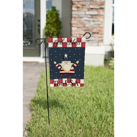 GOD BLESS The USA Uncle Sam Primitive Double Sided Patriotic 12 x 18 Garden Flag - Picture 7 of 9